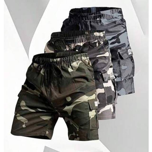 SHEIN Summer Workout Camo Cargo Casual Shorts Men, Loose Outdoor Sports Bermuda Pants