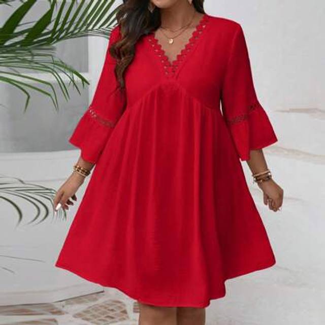 SHEIN Plus Size Bohemian Style Solid Color Simple Fashion Summer Dress
