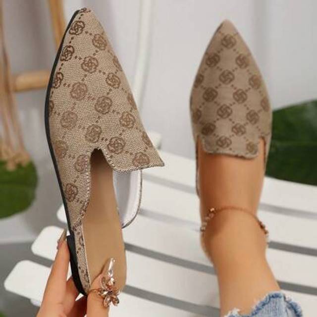 SHEIN Women&#39;s Pointed Toe Mule Shoes, Suede Decor Slip-On Loafers, Elegant Versatile Backless Flat Loafers, Suitable For All Seasons