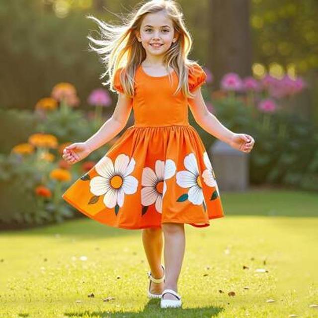 SHEIN Girls Ruffle Sleeve Flower Print Casual Dress, Cute Holiday/Resort Style