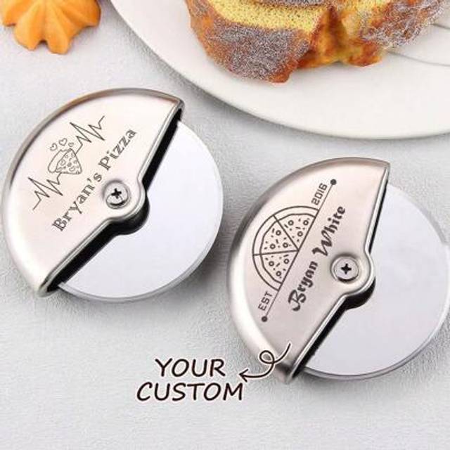 SHEIN Personalized Pizza Slicer, Pizza Cutter Wheel With Actual Handwriting, Custom Housewarming Gift, Kitchen Gift, Wedding, Birthday Party Gift,Multi-Func