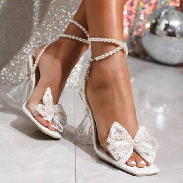 SHEIN Cream Color Backless Bowknot High Heel Shoes, Minimalist & Practical Multi-Functional