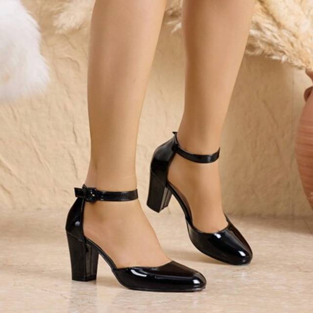SHEIN Women&#39;s Thick Heel Peep Toe High Heels Business Casual Silver Pumps