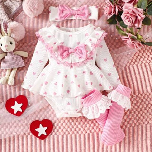 SHEIN Baby Girl Heart & Bow Print Dress