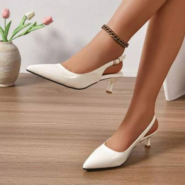 SHEIN New Fashion Elegant High Heel Pumps, Sexy White High Heels, Pointed Toe, Smooth Upper, Suitable For Wedding, Party, Daily Commuting, All Seasons, Meta