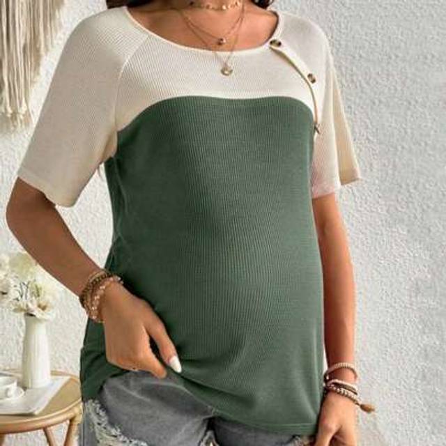 SHEIN Women&#39;s Simple Colorblock Nursing Top, Everyday Summer