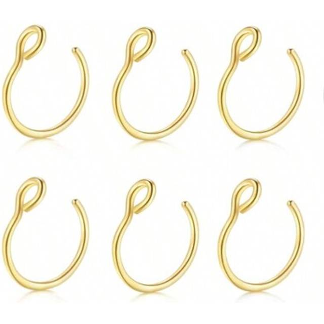 SHEIN 6pcs Fashionable Minimalist Stainless Steel Fake Nose Rings Nose Septum Rings