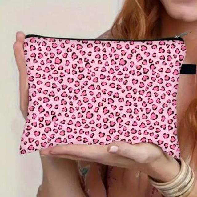 SHEIN Fashionable And Versatile Portable Leopard Print Makeup Bag, Large Capacity Cosmetic Bag, Multi-Functional Casual Handbag With Zipper, Travel Grooming
