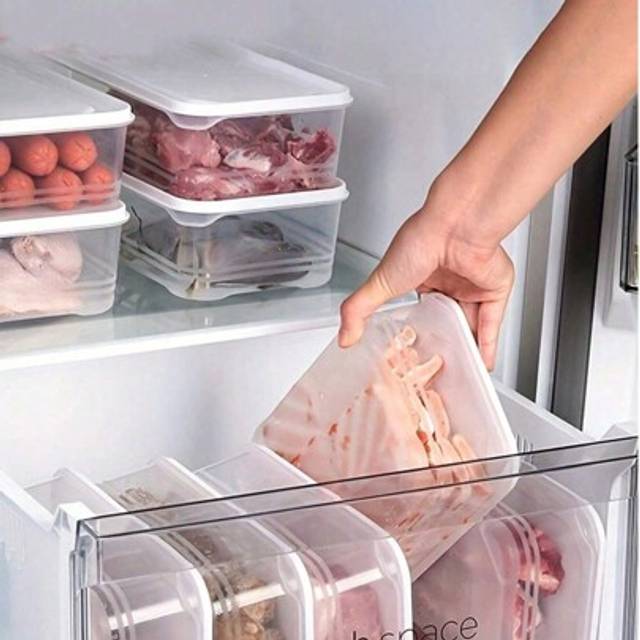 SHEIN 1/3pcs Refrigerator Food Storage Containers With Lids, Stackable Airtight Sealed Boxes For Kitchen Meat, Fruit & Vegetable Preservation Christmas Gift
