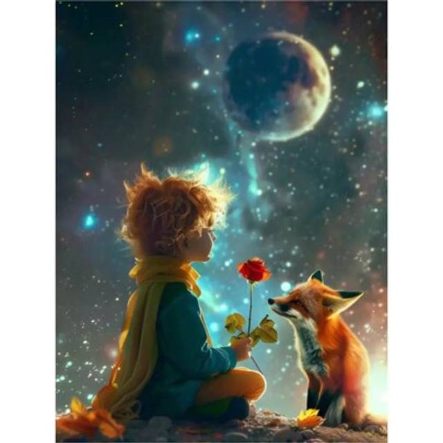 SHEIN DIY 5D Diamond Painting Kit - Boy & Puppy Under The Stars Full Round Drill Canvas Art Set For Adults, Includes Tools Frameless Home Wall Decor Craft,