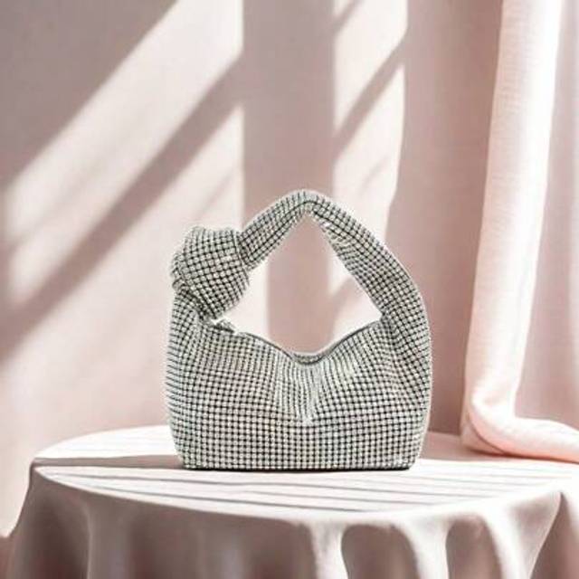 SHEIN Luxury Designer Diamond Decor Handbag, Rhinestone Embellished Clutch Bag For Party, Wedding, Gift, Ideal For Spring/Summer