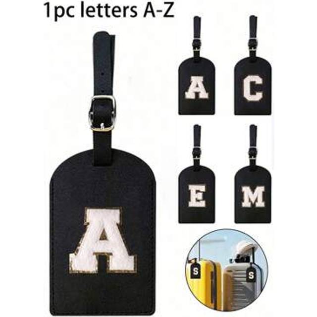 SHEIN White Initial Luggage Tag For Suitcases Tsa Approved,Letter A-Z Luggage Tags With Privacy Cover Name Card,Travel Essentials For Travel Backpack Travel
