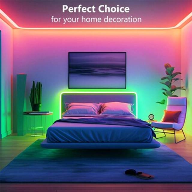 SHEIN 1pc LED Strip Lights 65 Ft Lights Strip , With Remote And 5V Power Supply, 3-65 Feet, Soft, Safe, Easy To Install, Multi-Color, Bright Color, DIY, USB