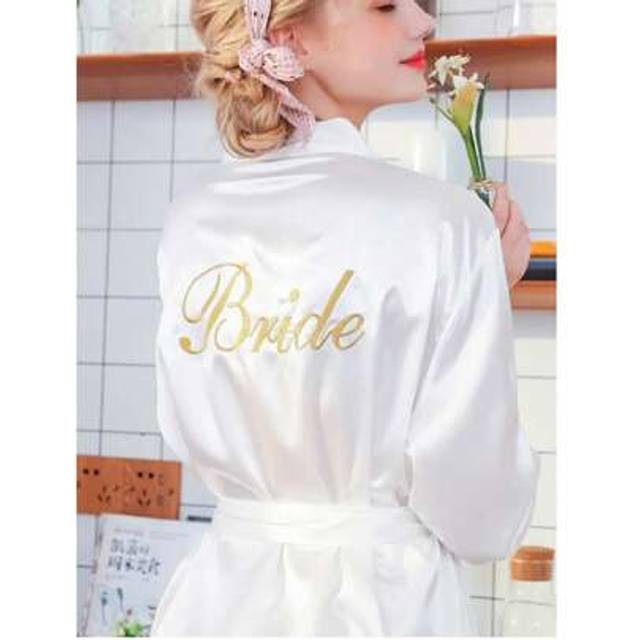SHEIN 1PC Bathrobe,Bride & Bridesmaid Dress Gown Initial Letter Robe, Morning Robe And Sleeping Robe,Bridal Party Prep Wear, Wedding Ceremony & Reception Ac