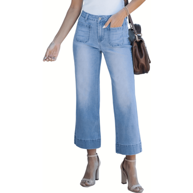 SHEIN New Women&#39;s Cropped Washed Jeans, Fashionable And Sexy Trousers