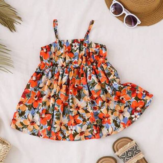 SHEIN Mother-Daughter Floral Print Vacation Matching Dresses For Summer