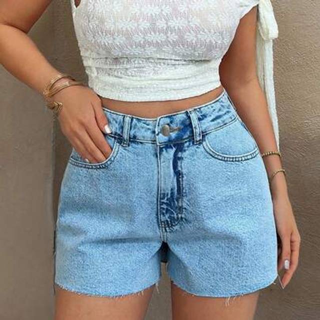 SHEIN High Waist Snow Wash Mini Denim Short Women Denim Shorts Short Outfits For Women Summer Outfits For Women Woman S Summer Clothes Women S Clothes Women