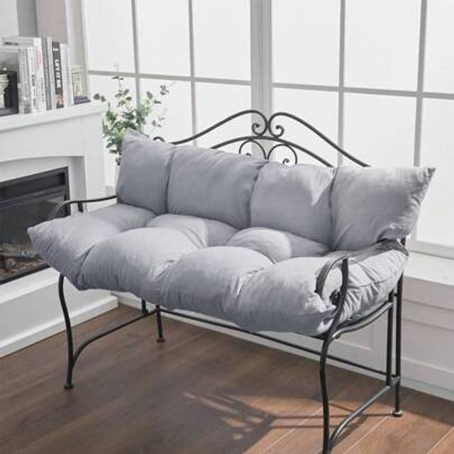 SHEIN Living And Home Tufted Outdoor Bench Cushion - Weather-Resistant Rectangular Seat Pad In Light/Dark Grey (120cm Premium Comfort)