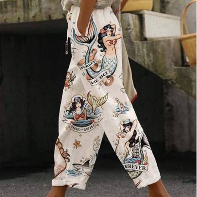 SHEIN Mermaid Beach Seaside Casual Vacation Women&#39;s Trousers