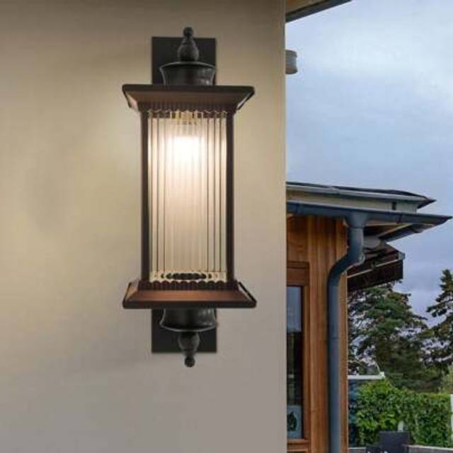 SHEIN Traditional Vintage Retro Style Outdoor Wall Light Garden Glass Lantern Lamp NEW
