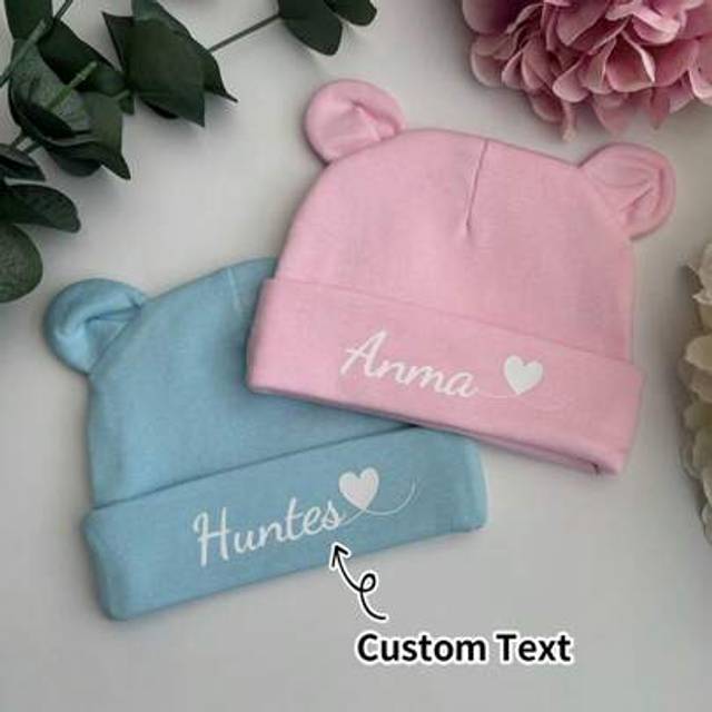 SHEIN 1pc Customized Baby Name Newborn Beanie Hat, Daily Use For Baby Boys & Girls, Scratch-Resistant & Warm, Suitable For All Seasons, Personalized Print N
