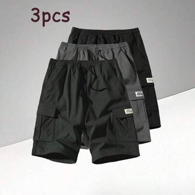 SHEIN 3pcs Men&#39;s Summer Lightweight Cargo Shorts, Casual Breathable Outdoor Capris