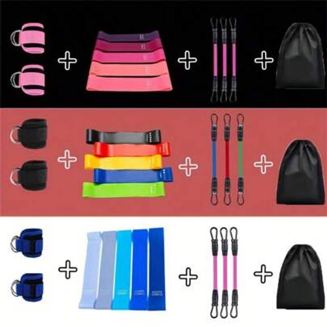 SHEIN 11pcs Resistance Booty Bands Leg Glute Training Kit, Ankle Strap Fabric Loop Bands Butt Lift Workout Equipment