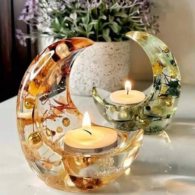 SHEIN 1PC Moon Candle Mold - Crescent Concrete Candle Holder Silicone Mold, DIY Resin Casting For Home Decor & Planter