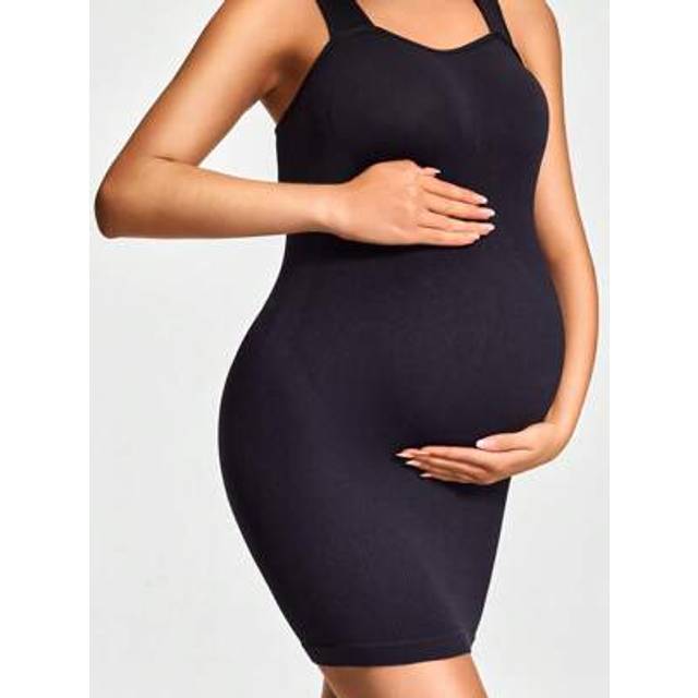 SHEIN Seamless Maternity Mid Thigh Bodysuit Pregnancy Shapewear Body Shaper Butt Lifter With Adjustable Straps-Accommodate Growing Tummy&Waist