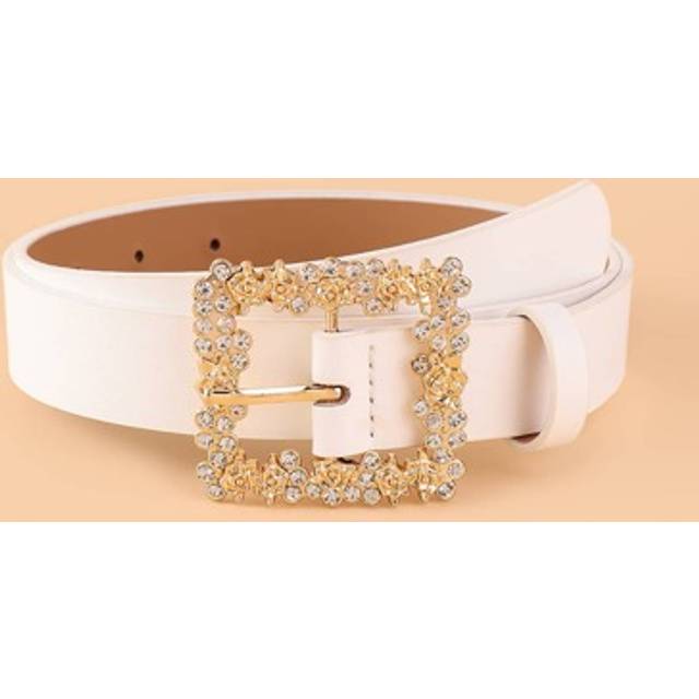 SHEIN Rhinestone Decor Buckle Belt With Hole Punch Summer, School Fall, Autumn, Halloween