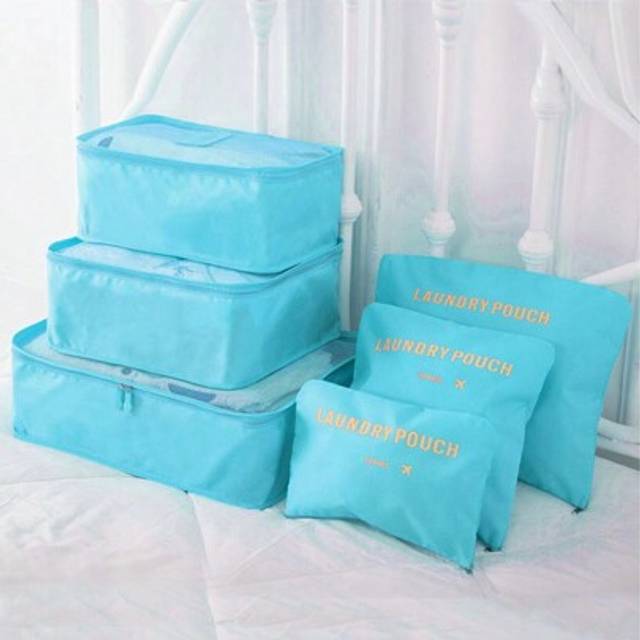 SHEIN 6pcs/Set Waterproof Luggage Travel Storage Organizer Packing Cubes, Colorful & Letter Print Pattern, Portable Oxford Cloth Design, Suitable For Travel