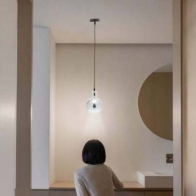 SHEIN Modern Hanging Light Fixture Gray Glass Shade Pendant Lamp Ceiling Light
