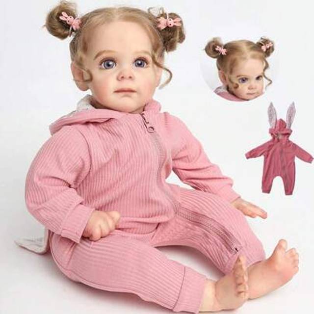SHEIN 22 Inch Lifelike Reborn Baby Dolls, Newborn Girl Doll With Realistic Veins, Handmade Vinyl With Weighted Cloth Body, Advanced Painted Gift Set For Kid