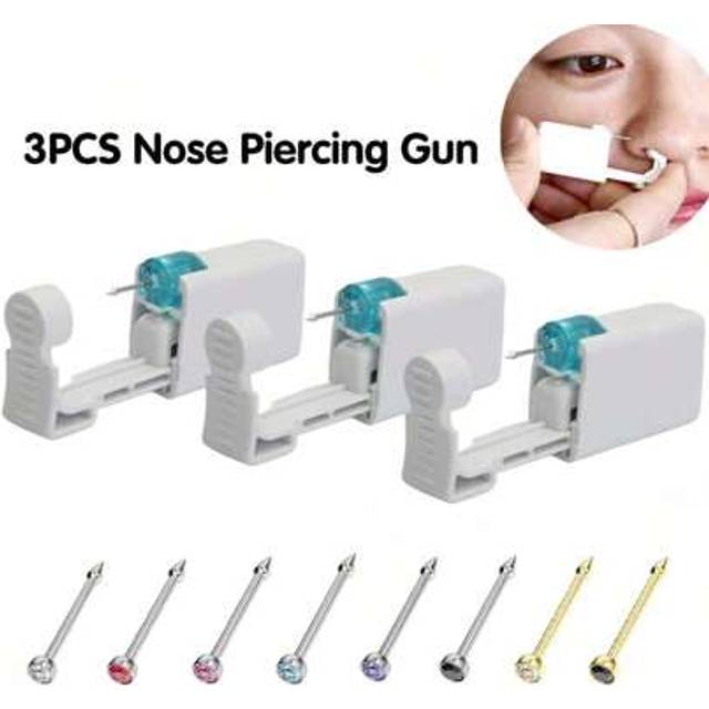 SHEIN 3PCS Disposable Nose Piercing Gun Built-In Nose Studs-Self Nose Piercing Kit For Nose Cartilage