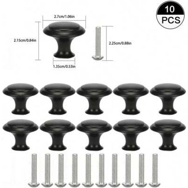SHEIN 10pcs Drawer Pulls 1.2 Inch Kitchen Cabinet Knobs Solid Round Dresser Drawer Knobs Matte Black Dresser Knobs Drawer Knobs Simple Cabinet Hardware For