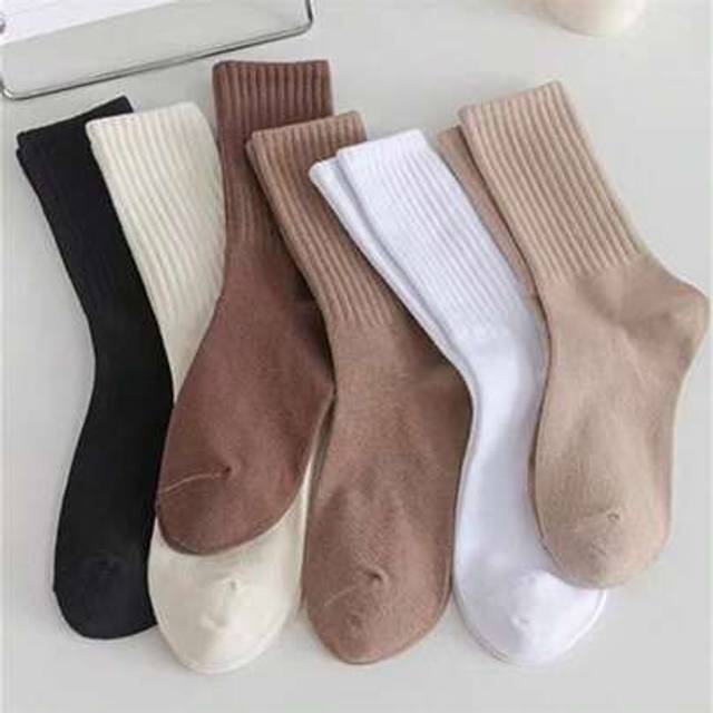 SHEIN 6pairs Brown Tone Solid Color Casual Mid-calf Socks