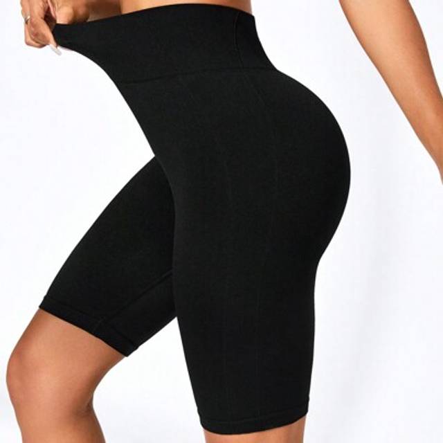 SHEIN High-Waist Seamless Solid Color Sports Shorts, Suitable For Yoga And ExerciseWomen Sweat Short, Gym Short, Biker Short