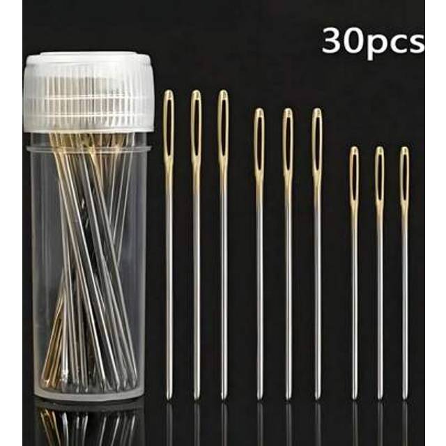SHEIN 30PCS Stainless Steel Embroidery Needles Tailor Embroidery Needles 3 Types Of Needle Tissue Kits Portable Storage Bottle Sewing Accessories (Random Pa