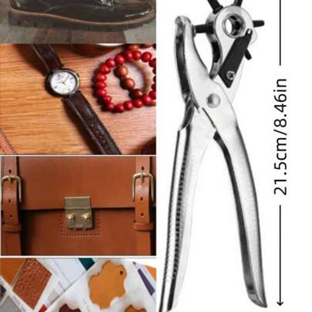 SHEIN Professional Grade, Versatile Faux Leather Hole Punch Tool With Multiple Sizes - Ideal For Belts, 4.5/4/3.5/3/2.5/2mm Diameters,Suitable For Use In Be