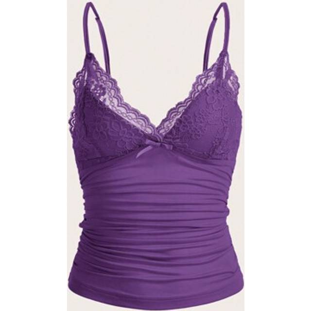 SHEIN Contrast Lace Ruched Cami Top