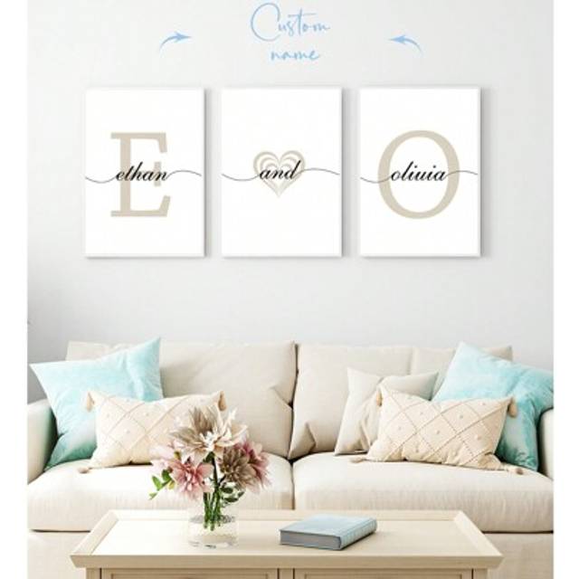 SHEIN 3 PCS Customizable Frameless Canvas Poster Name, Personalized Canvas Poster, Customize Your Name, Decorate Set The Perfect Home, The Perfect Gift For