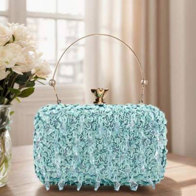 SHEIN Purple Color Glitter Women Evening Bags Metal Crown Luxury Golden Flap Design Fashion Acrylic Embroidery Handmade Style With Handel Clutch Bags For Pa