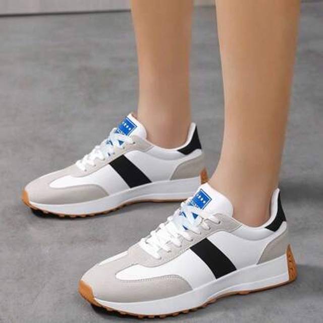SHEIN Unisex Comfortable Versatile Striped Color Block Platform Sneakers, Casual Sporty Stylish Couple Shoes For Outdoor, Streetwear, Parties, Commute, Fash