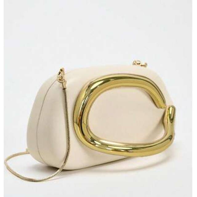 SHEIN [Cream-White Soft Matte PU Clutch Bag With Mirror Metal Accents - Luxury Evening Bag For Weddings, Parties, Events & Daily Use | Versatile Designer Ha