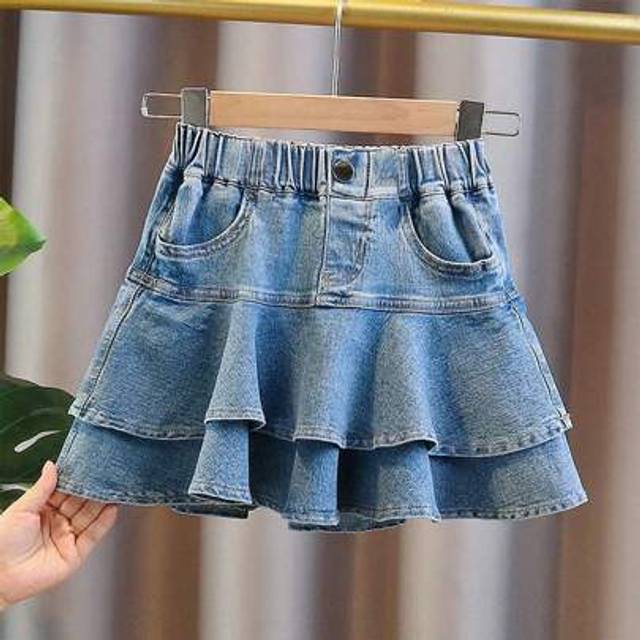 SHEIN Tween Girls&#39; Summer Versatile Denim Mini Skirt, Fashionable For Summer
