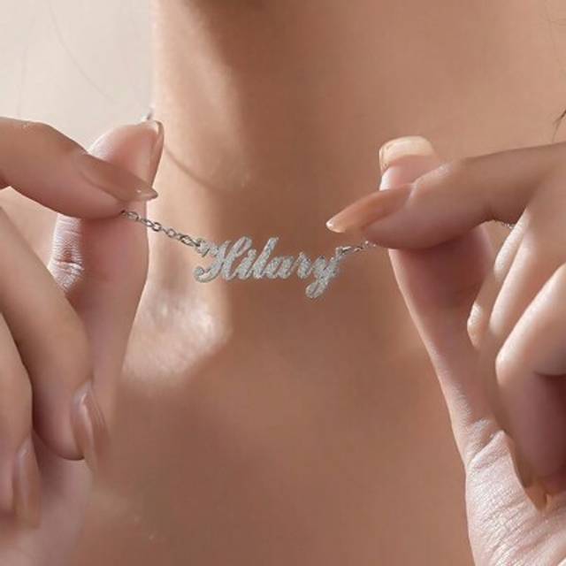 SHEIN Custom Name Necklace, Matte Gold-Color High-End Luxurious Fashion Charm Necklace, Suitable As Gift For Couples, Friends, Family, Birthday, Anniversary