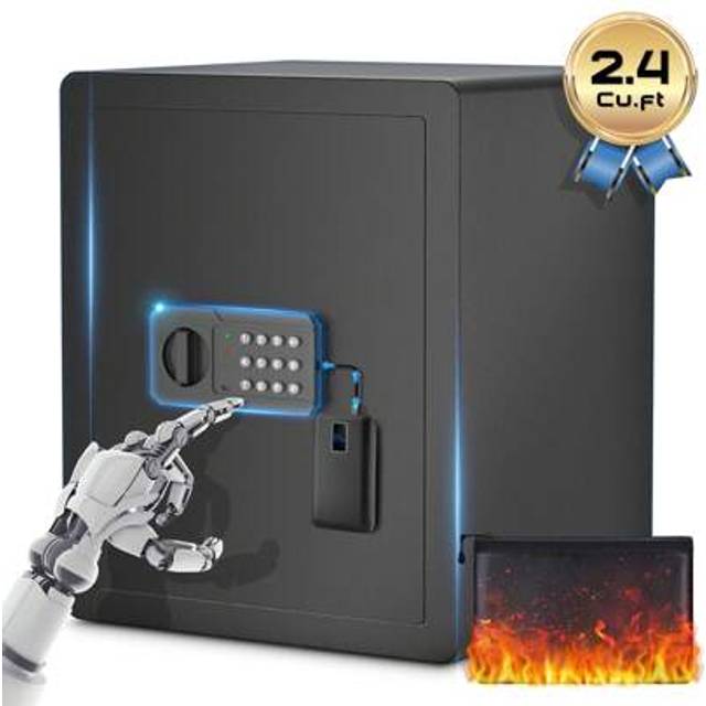 SHEIN 1.53CUB Home Safes With Fireproof Waterproof Document Bag Security Safe For Home Combination Lock And Emergency Access Cabinet Wall Safes For Cash, Je