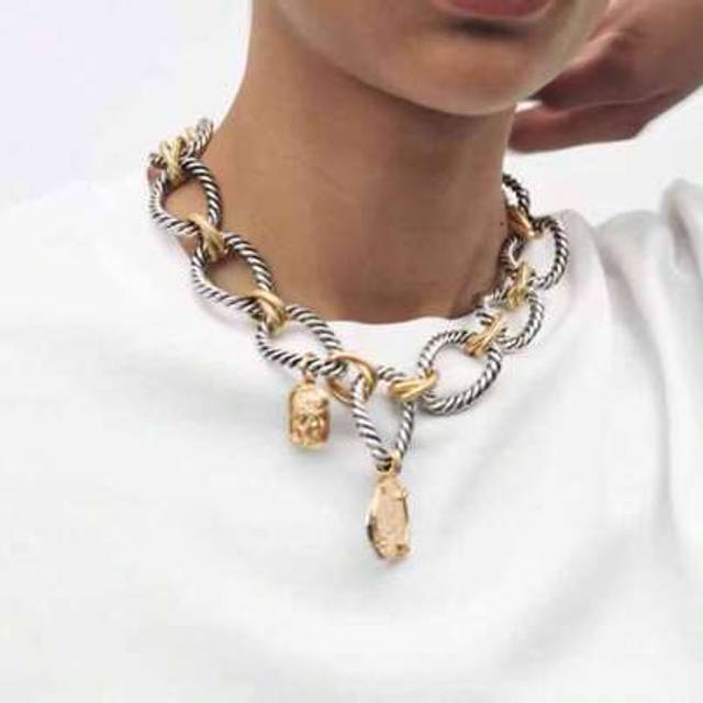 SHEIN Chain Necklace, Personalized, Alloy Material, Women&#39;s Badge Design, Fashion Necklace, Geometric O-Pattern Necklace, Casual Everything