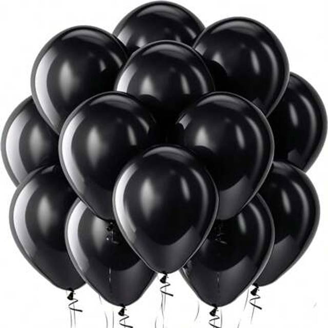 SHEIN 10/30/50Pcs 12 Inch Black Round Helium Latex Party Balloons For Birthday Wedding Party Decorations, Back To School Valentine Day