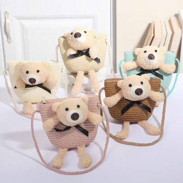 SHEIN 1pc Girls Cute Cartoon Princess Plush Bear Sling Bag, Princess Travel Beach Bag, Suitable For Everyday Use